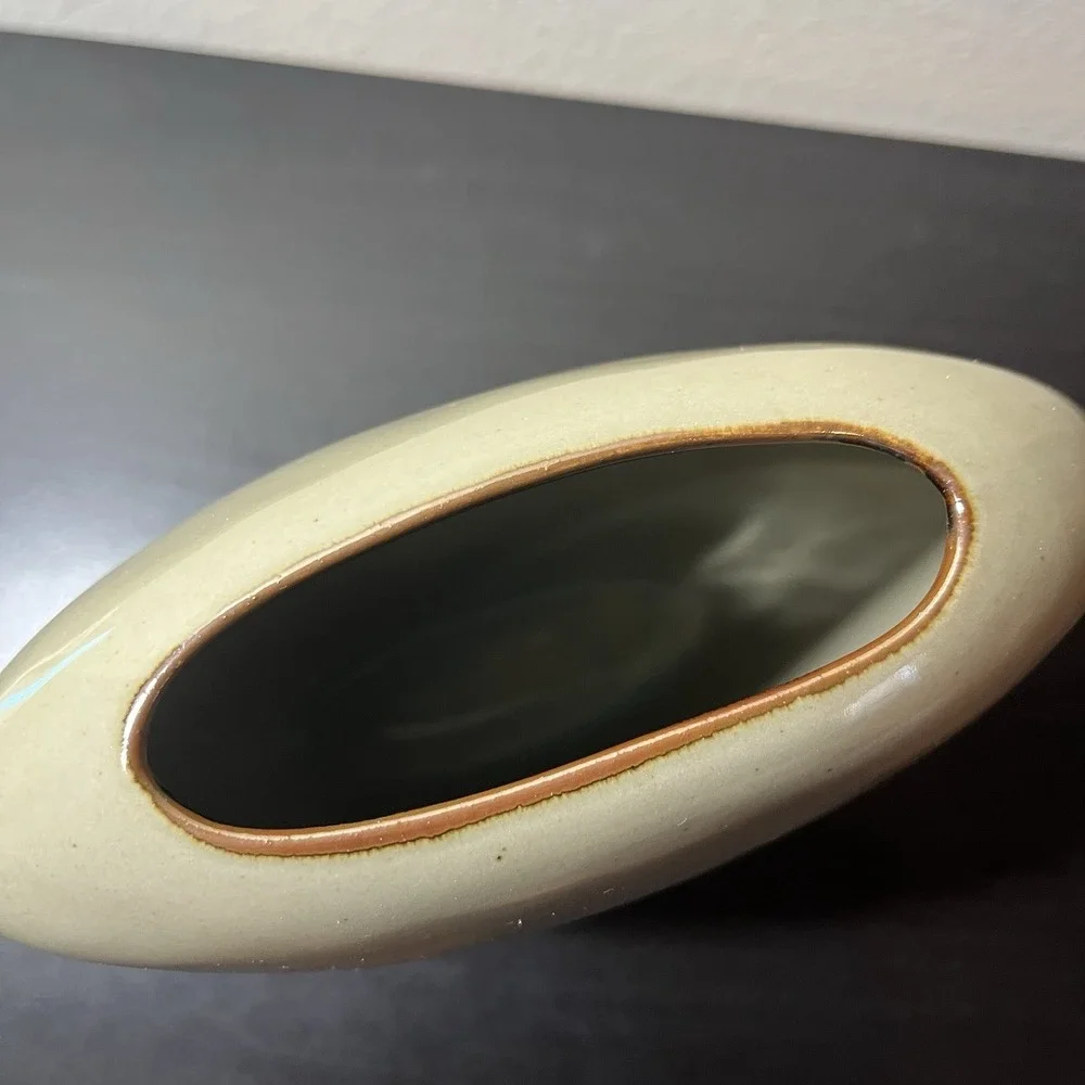 Otagiri MCM Flat‎ Vase Royal Iris Handcrafted VTG Decor Floral Botanical Japan